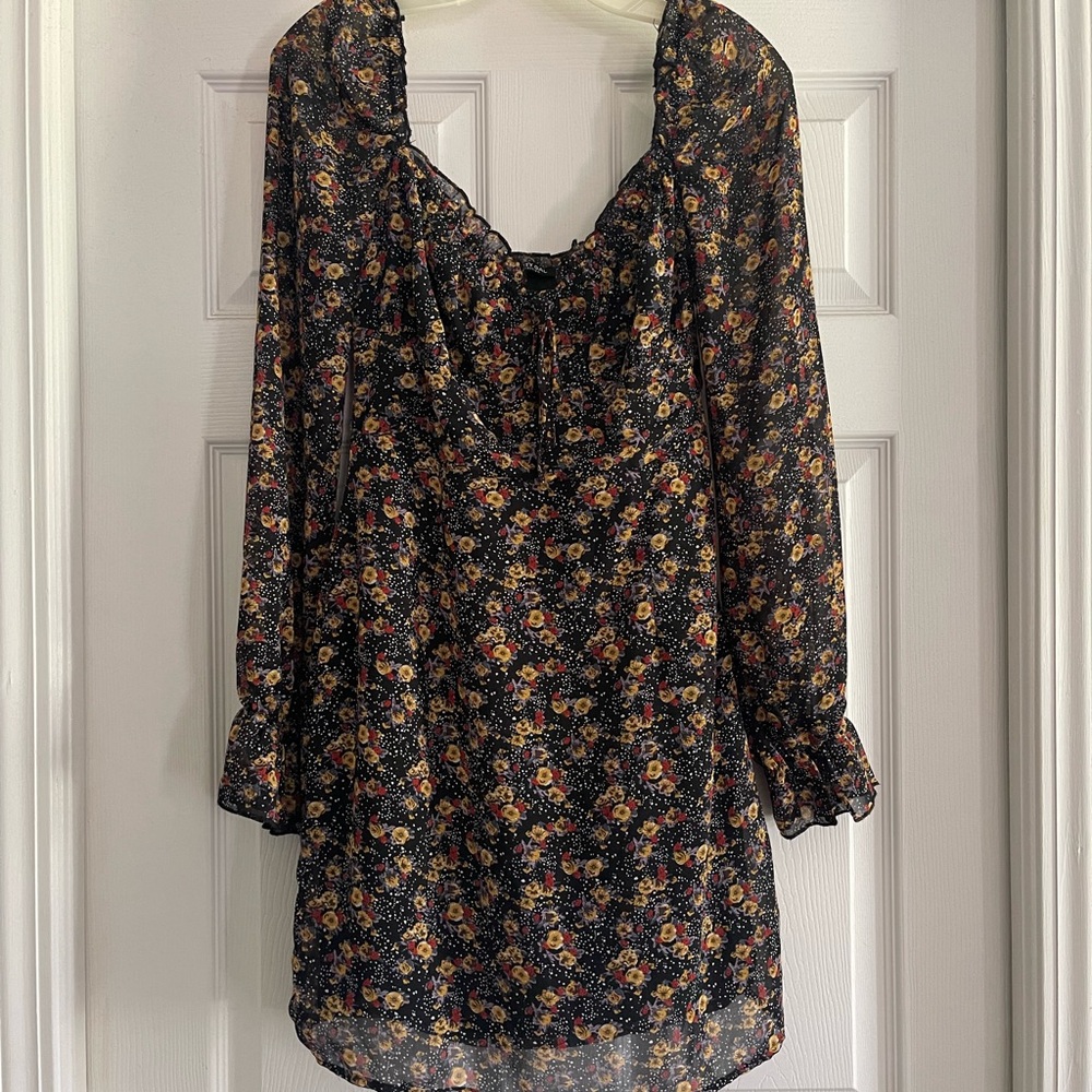 Nasty Gal Floral Square Neck Mini Dress Size 6 EUC